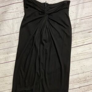 Vintage Melrose 5/6 (24”) Black Ruched Tie Front‎ Midi Pencil Skirt USA Made